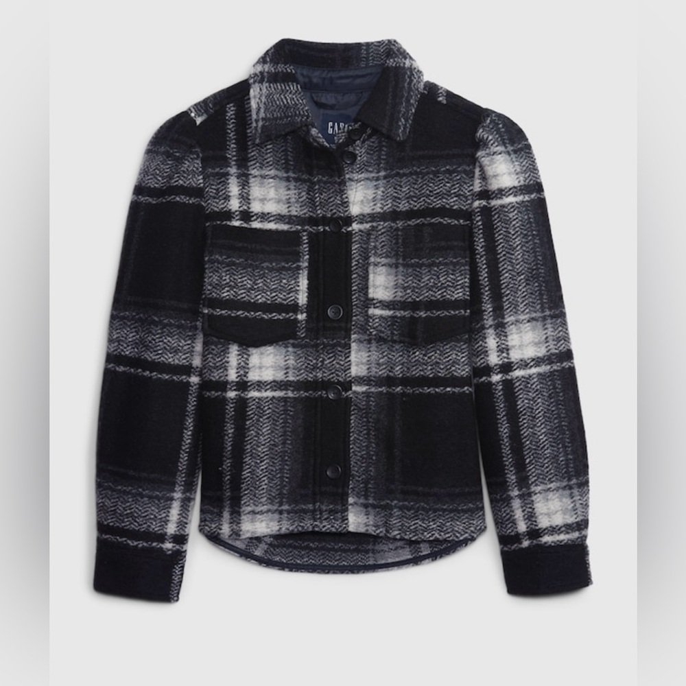 Puff Sleeve Cropped Wool Shirt Jacket - Picture 4 of 4